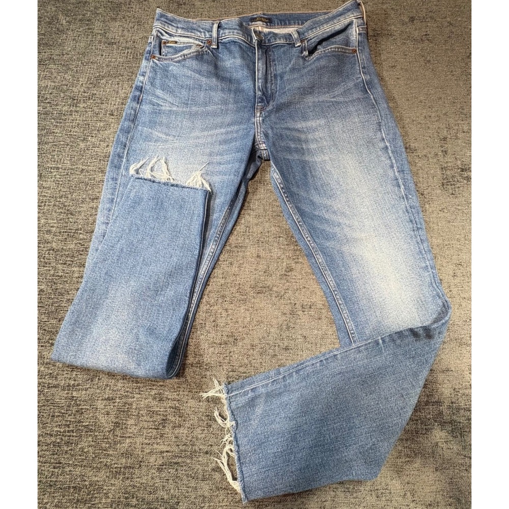 Polo Ralph Lauren Tompkins Mid Rise Skinny Jeans Size 32 Blue Raw Hem Denim